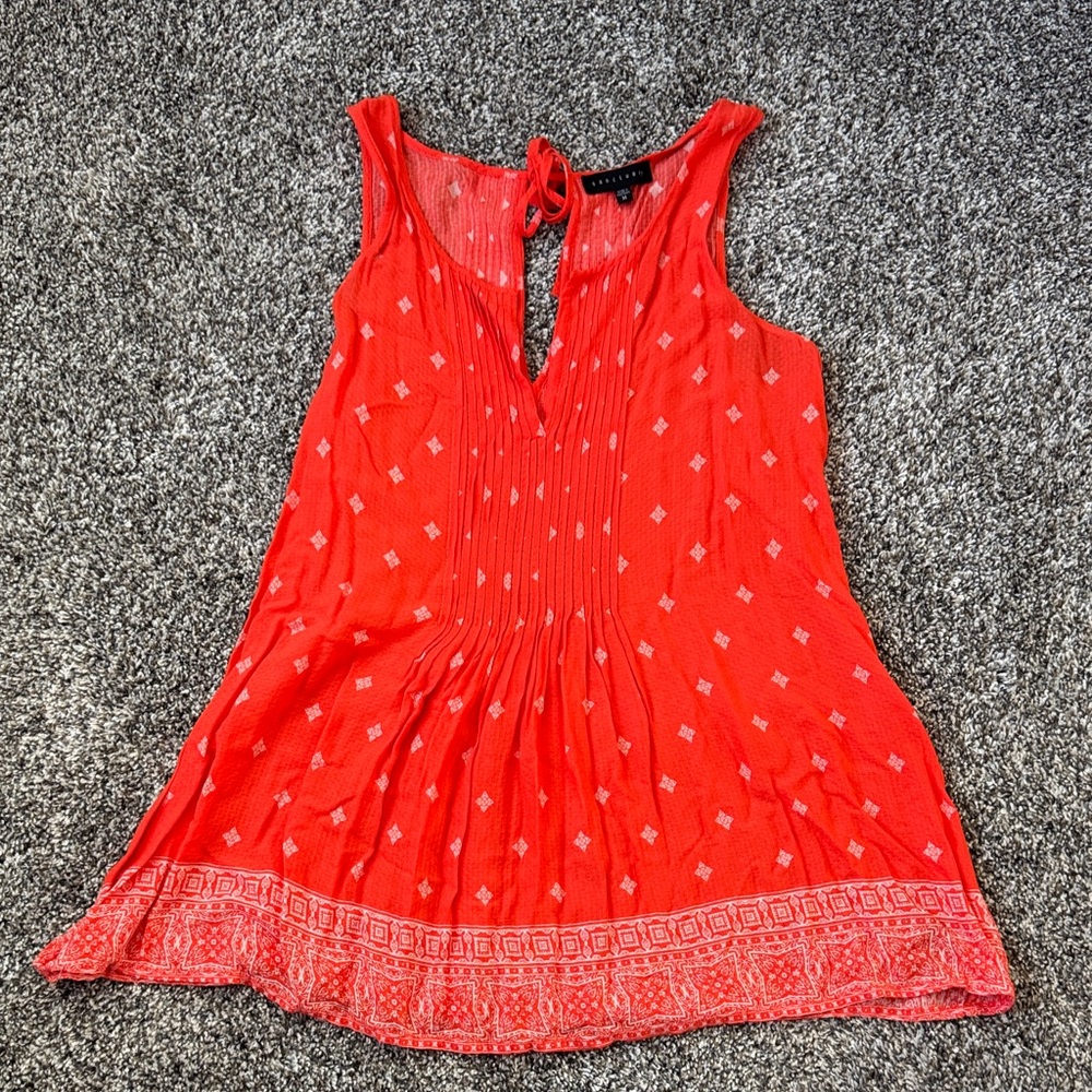 Sanctuary orange Printed Sleeveless Tie-Neck Tank